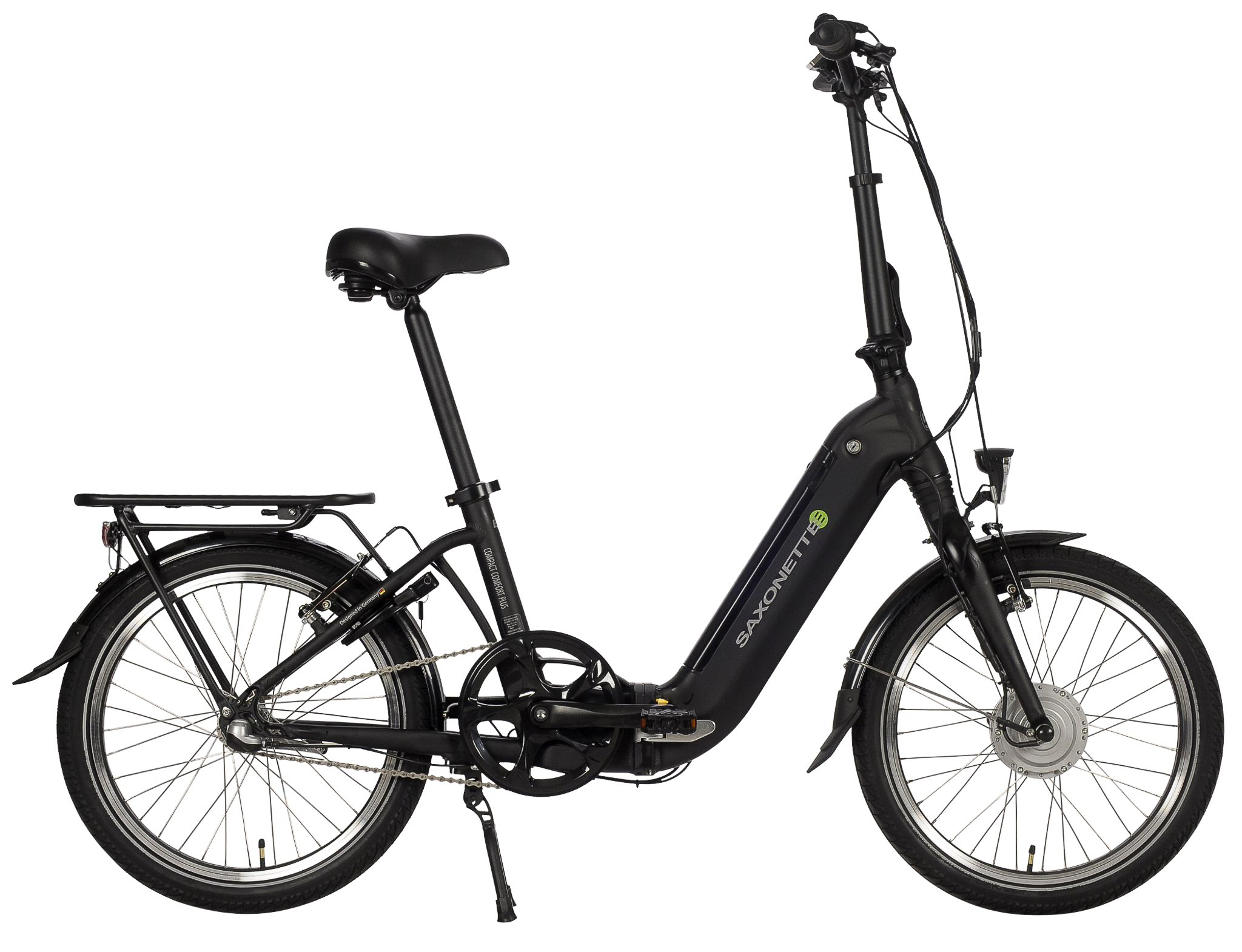Saxonette Compact Comfort Plus Falt E-Bike 20Zoll 3-Gang Nabenschaltung mit Rücktritt 10,4 Ah Akku schwarz  Rahmenhöhe: 34 cm