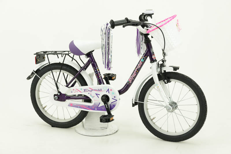 Empress 16 Zoll Kinderrad mit Körbchen, Lenkerstreamer und Rücktrittbremse lila Rahmenhöhe: 29 cm