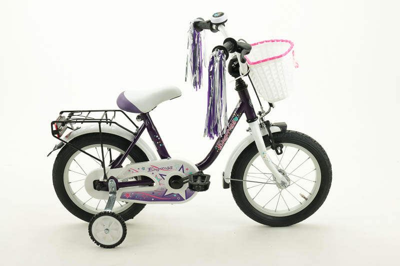 Empress 14 Zoll Kinderrad  mit Körbchen, Lenkerstreamer und Rücktrittbremse lila Rahmenhöhe: 25 cm