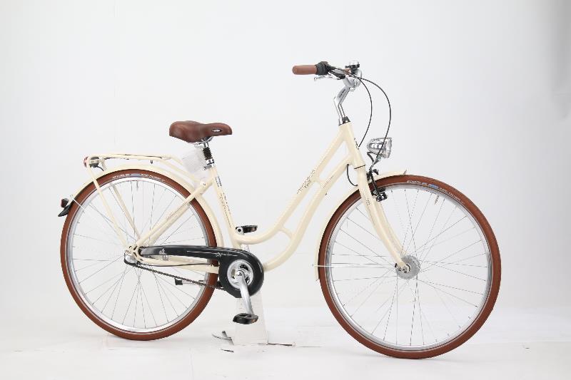Komfort Hollandrad Damenfahrrad Mit Weidenkorb  28 Zoll Citybike  Beige-Braun, 1-Gang