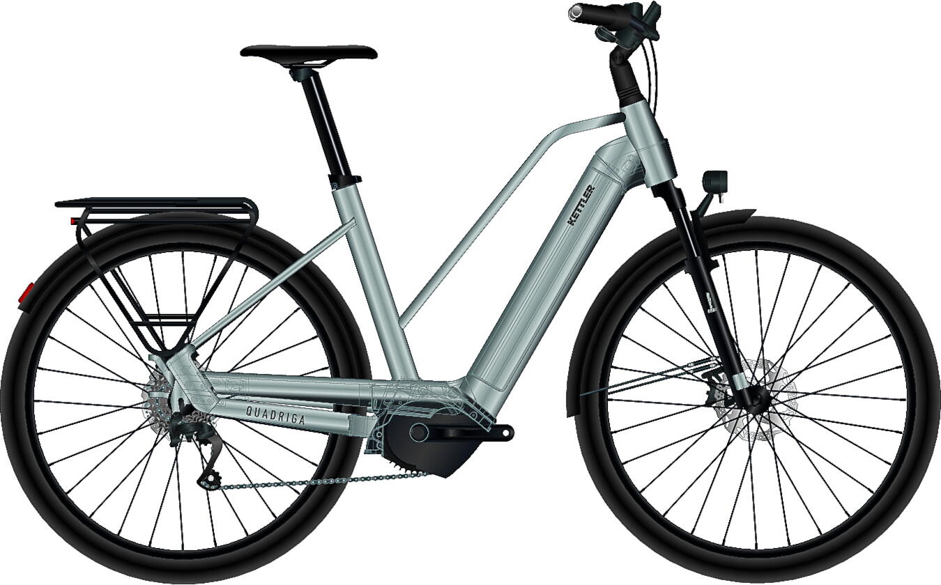 KETTLER Alu-Rad Quadriga P10 28" City-/Trekking E-Bike 10-Gang Shimano Kette 625Wh 16,7 Ah erwachsenenfahrrad 10 Gang Kettenschaltung silber Bosch Rahmenhöhe: 53 cm