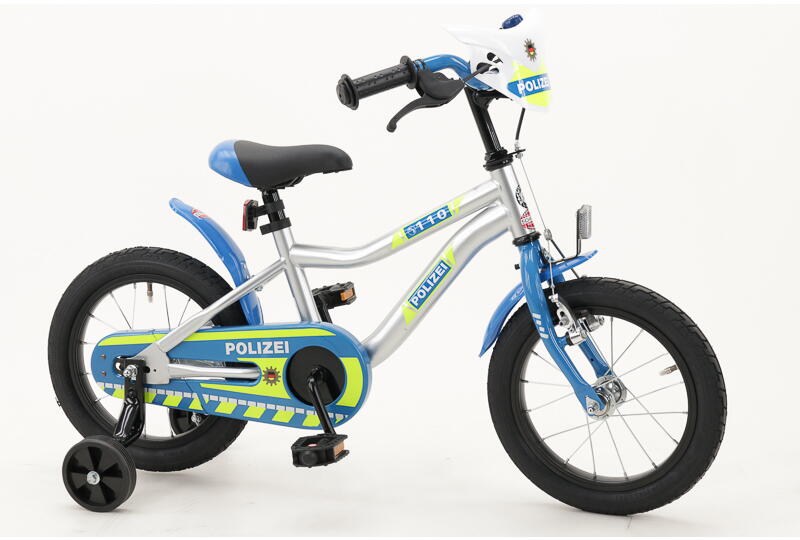 Polizei 14 Zoll Kinderrad K-Frame mit Rücktrittbremse silber Rahmenhöhe: 23 cm