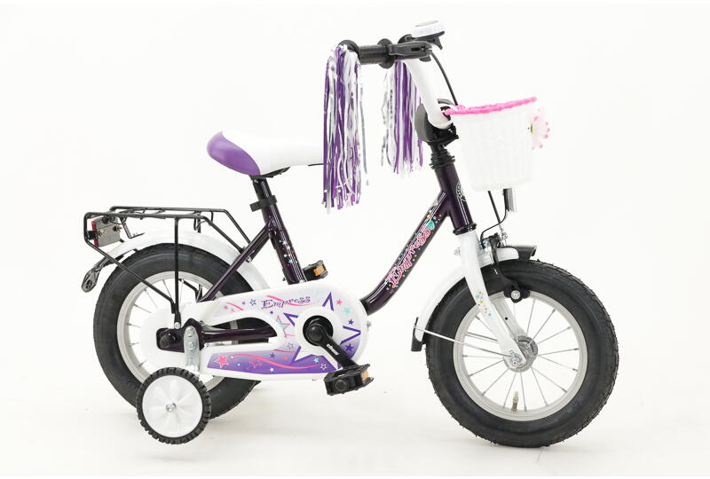 Empress 12,5 Zoll Kinderrad  mit Körbchen, Lenkerstreamer und Rücktrittbremse lila Rahmenhöhe: 23 cm