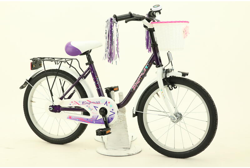 Empress 18 Zoll Kinderrad mit Rücktrittbremse Körbchen und Lenkerstreamer lila Rahmenhöhe: 29 cm