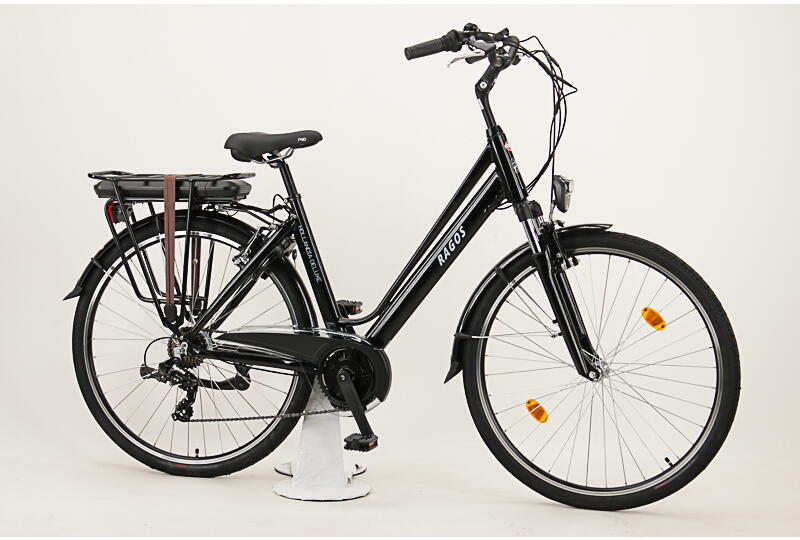 Ragos Hollandia Deluxe Alu 28" E-Bike mit 7-Gang Shimano Kette, Mittelmotor, 504W 80Nm 13.4 Ah Damenfahrrad 7 Gang Kettenschaltung schwarz Rahmenhöhe: 50 cm